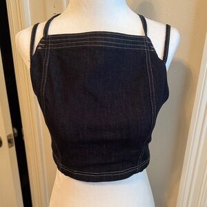 Black Denim Crop Top